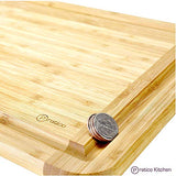 large bamboo cutting board with juice and drip groove