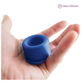 blue silicone cap on hand