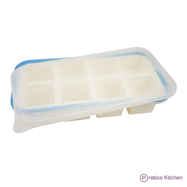 8-cube silicone ice tray with lid