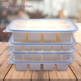 Stacked ice cube trays with lids 
