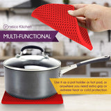 Multifunctional red silicone pot holders