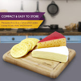 Compact and easy to store serving tray with juice groove