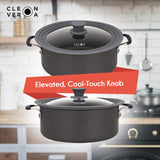 Universal pot lid with elevated and cool-touch knob