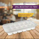 Embedded steel rim ensuring spill-resistant ice cube trays