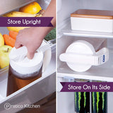 fusepour airtight pitcher stored in 2 ways inside the fridge