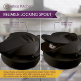 black largepour reliable spout lock and spout gasket