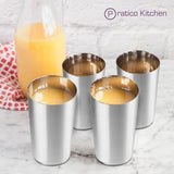 Stainless steel cups with juice