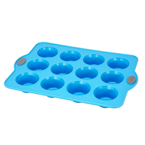 Steelrim silicone muffin and cupcake baking pan blue color